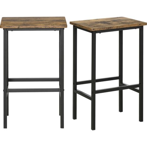Industrial Bar Stools, Set of 2 Kitchen Breakfast Bar Chairs with Footrest, Counter Height IslStools for Dining Area, Home Pub, Rustic Brown (1/5)