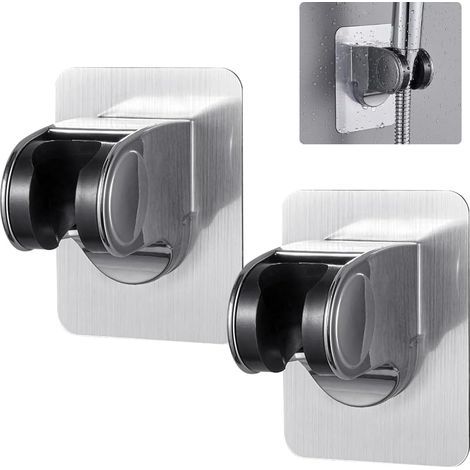 CCYKXA  2 PCS Self-Adhesive Wall-Mounted Shower Holder, ABS Plastic, No Drilling Required, Adjustable Handheld Shower Head Mounting Accessories, Universal Bathroom Hotel