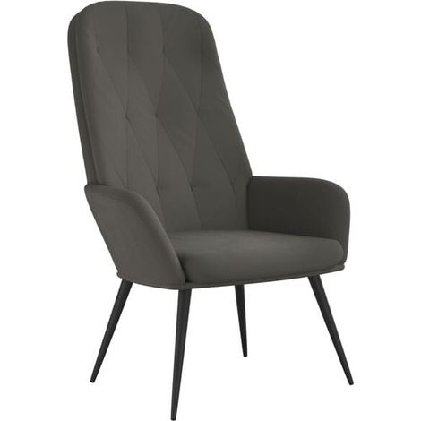 Fauteuil lounge en velours gris foncé (1/5)