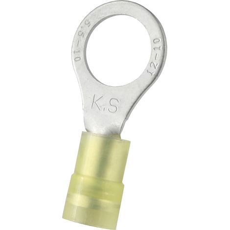 Cosses à œillet RS PRO, Isolé, Jaune, 6mm², 10.5mm, 15mm
