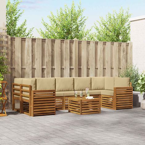 Outdoor-Sofagarnitur 8 pcs Natur und Beige Massivholz Akazie (1/5)
