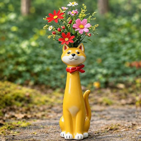 Vase décoratif artisanal en forme de chat insolite en résine naturelle, statuette féline Modèle D, 150 g – Livraison gratuite