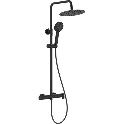 Columna de ducha monomando Roca Vega Plus Round Negro con altura regulable (1/5)