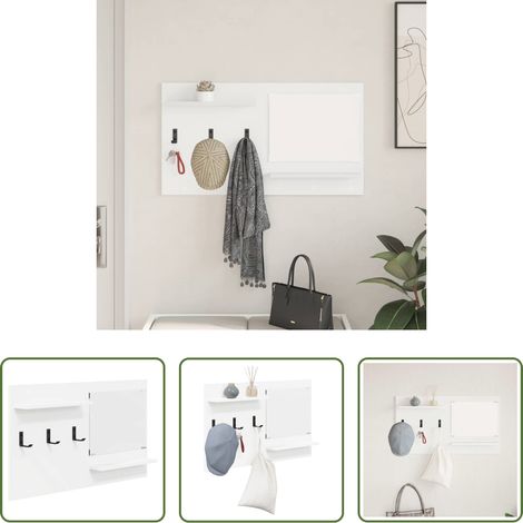 Bois d'ingénierie - Porte-manteau mural Blanc 90 x 10 x 50 cm Bois d'ingénierie (1/5)