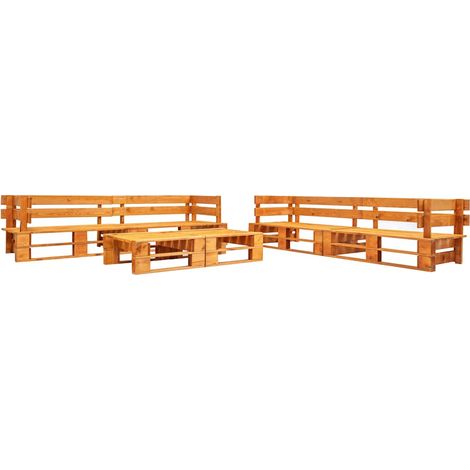 vidaXL Canapés de jardin palette 6 pcs bois marron miel (1/3)