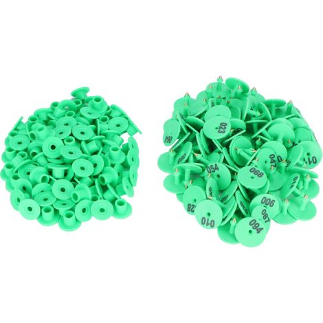 001-100 Boucle d'oreille numérotée ronde pour identification animale - Accessoire d'élevage vert (1/5)