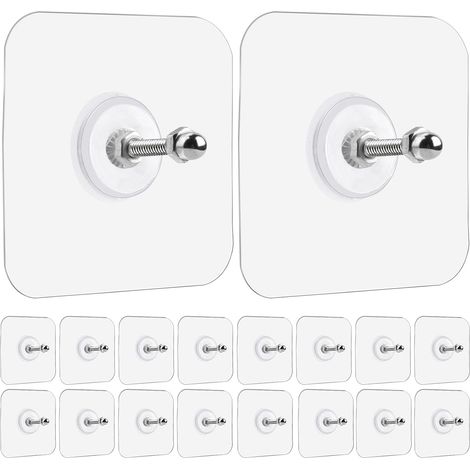 Crochets muraux adhésifs ultra-résistants sans clous ni perçage – Lot de 18 crochets de suspension avec fixation adhésive invisible (vis autocollantes) pour cuisine, salle de bain, maison et bureau (8 (1/5)