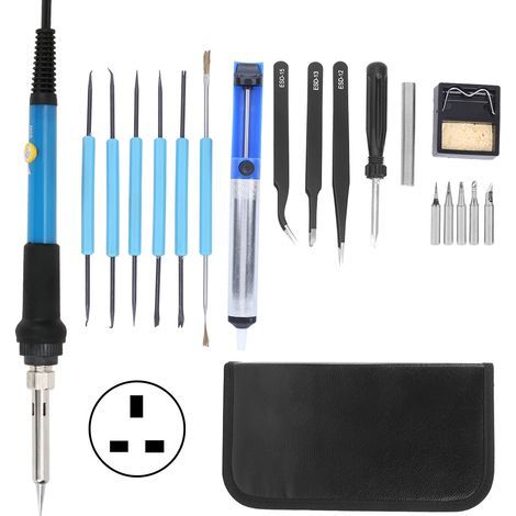 Fer à souder électrique 60W réglable avec fonction interrupteur - Kit soudure DIY pour projets électroniques - Prise UK AC220V (1/5)
