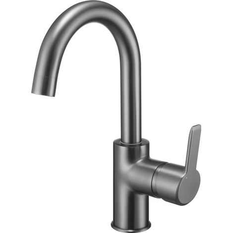 Miscelatore lavabo bocca tonda in ottone finitura titanio - Stapol