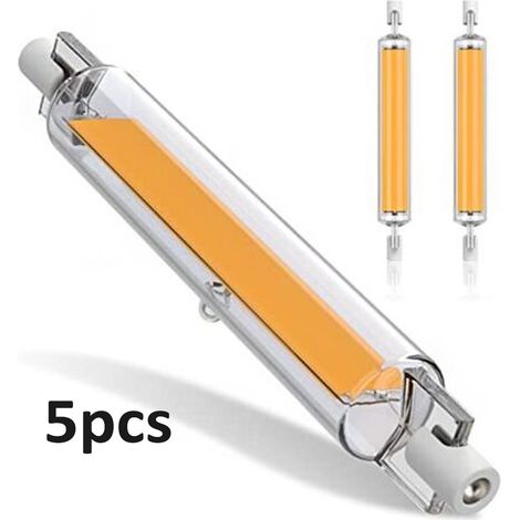 Ampoule LED R7S 118mm 20W Dimmable, Blanc Chaud 3000K 3000LM, Linéaire Remplacer Lampe Halogène J118 20W, Éclairage à 360 Degrés, Sans Scintillement, R7S OCB LED Tubes pour Projecteur(5pcs)