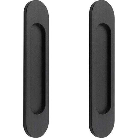 2 tiradores autoadhesivos ovalados para puertas correderas de aleación de aluminio negro mate, sin necesidad de taladrar, para puertas correderas, XU, ventanas de armario de 148 cm - KZQ (1/4)