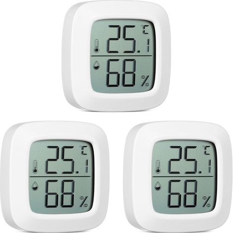 Levemolo Lot de 4 Mini Thermomètres D'intérieur Voiture Blancs, Hygromètres Électroniques Précis Écran Lcd, Mesure Température en °c, Maison, Garage et Terrasse (1/5)