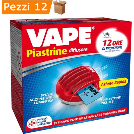 Antizanzare elettrico ad emanazione 'piastrine' con 10 piastrine da 12 ore ciascuna