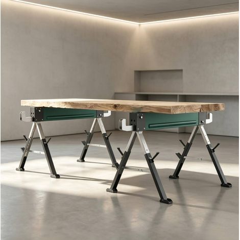 Cavalletti da taglio pieghevoli in metallo, 64-81 cm, 2 pezzi, verde e nero HAVRYA (1/4)