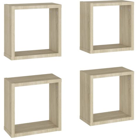 Étagères cube murales 4 pcs，Étagère flottante Chêne sonoma 30x15x30 cm CFW14171 (1/5)