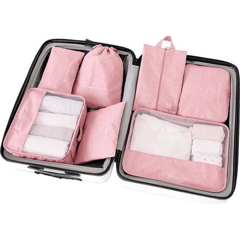 Ensemble de 7 cubes de rangement - Organisateur de vêtements - Rose (1/5)