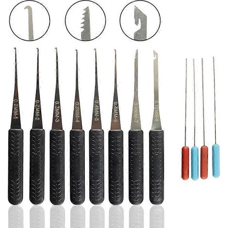 Kit d'extraction de clés cassées (12 pièces) : outils de démontage de serrures, crochets et aiguilles pour serrurier (1/5)