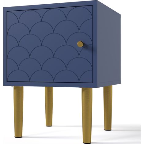 Lot de 2 tables de chevet bleu marine en bois et métal H51 x L35 x P35 cm (1/5)