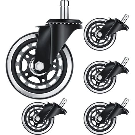 Roulettes Universelles de Bureau 5 Pièces Roues de Rechange Silencieuses Robustes 76 mm Compatibles Toutes Chaises (1/4)