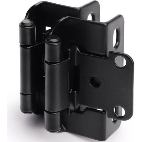 2 Pack Black 1/2" Overlay Hinges for Cabinet Doors (1 Pair) - Self-Close Semi-Concealed Hinges (1/5)