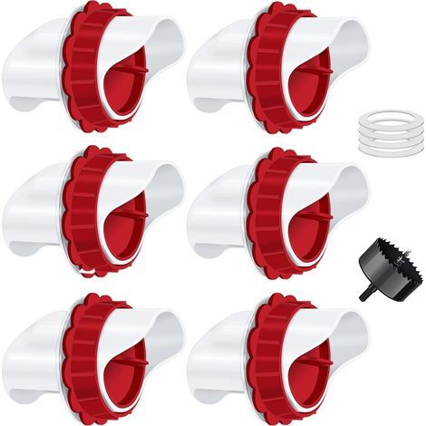 Mangeoire Poules, Mangeoire Poule Automatique, 6 Ports DIY Mangeoire à volaille Gravité Kit pour Seaux Tonneaux Bacs (1/5)