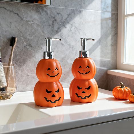 Flacon pompe savon liquide motif citrouille d'Halloween, distributeur vide rechargeable pour gel douche savon main (1/5)