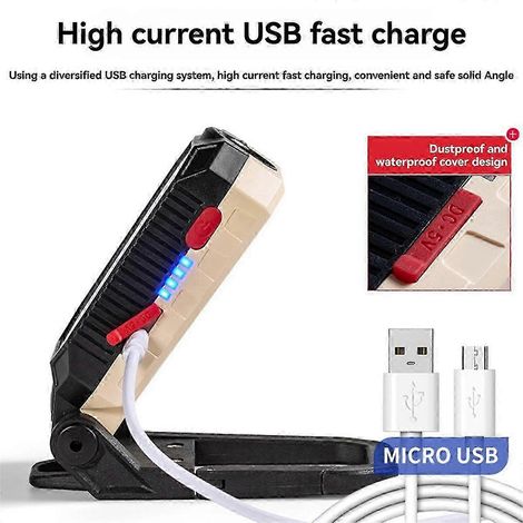Lampe de travail COB : Lampe magnétique portable rechargeable par USB pour éclairage d'urgence extérieur (1/5)