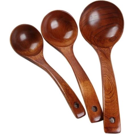 Cuillères à soupe en bois à long manche, ustensiles de cuisine en bambou, cuillère à café, gadget de restauration outil de cuisine (M) (1/5)