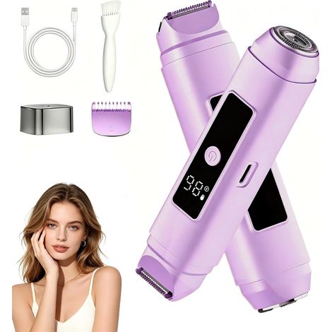 Mini épilateur bikini pour femmes, épilateur facial pour femmes, rasoir électrique pour femmes pour les jambes, les bras, les aisselles et le maillot, étanche IPX7, rechargeable par USB (Lilas) (1/5)