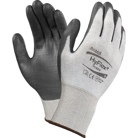 Ansell HyFlex 11-624 Guanti da Lavoro in Dyneema, Alta Resistenza al Taglio, Rivestimento PU per Presa Affidabile, Lavabili, Taglia 9/L (12 Paia) (1/5)