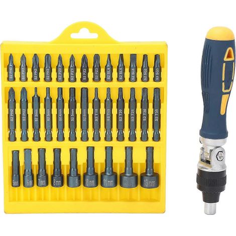 Kit de 36 tournevis avec base magnétique rotative, douilles et cliquet 1/4", kit d'outils pour la réparation automobile (1/5)
