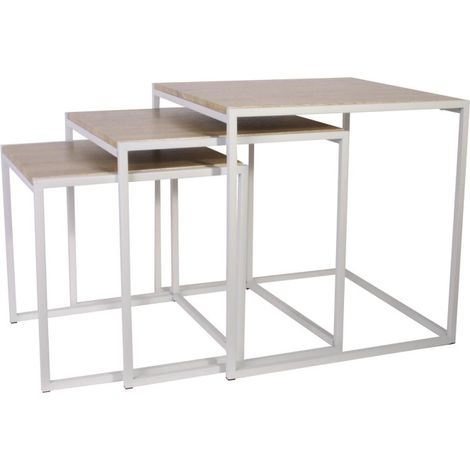 Lot de 3 Tables Gigognes "Origin" 45cm Blanc (1/5)