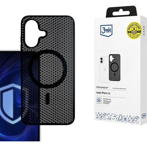 Funda MagSafe Cooling para iPhone 16 Plus 3MK, color negro.