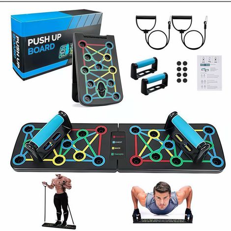Planche à pompes pliable - Multifonctionnelle - Antidérapante - Ergonomique - Fournie avec 2 bandes de résistance (1/5)