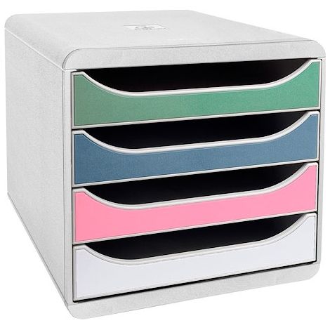 Module de classement Exacompta Big-Box 4 tiroirs gris clair - assortis clair