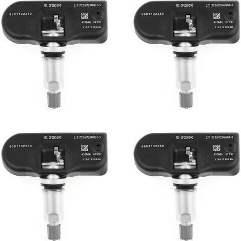 4x 9681102280 TPMS Reifendrucksensor 433 MHz für Peugeot 407, 207, 307, 607, 508, 807 und Citroën C4, 5, 6, 7, 8
