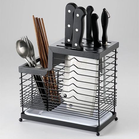 Cutlery Holder Drainer Cutlery Organizers Metal Organizers Storage Organizer Kitchen Compounvs Utensil Caddy Holds Knife Spoons Forks Dish Drying Rack (1/5)
