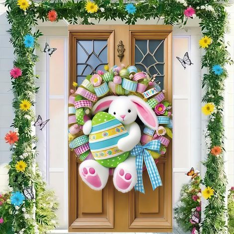 Rideau De Porte De Fête - 180 X 90 Cm - Tissu Polyester Multicolore - Décoration Intérieure Et Extérieure Pour Pâques - 1 Pièce (1/5)