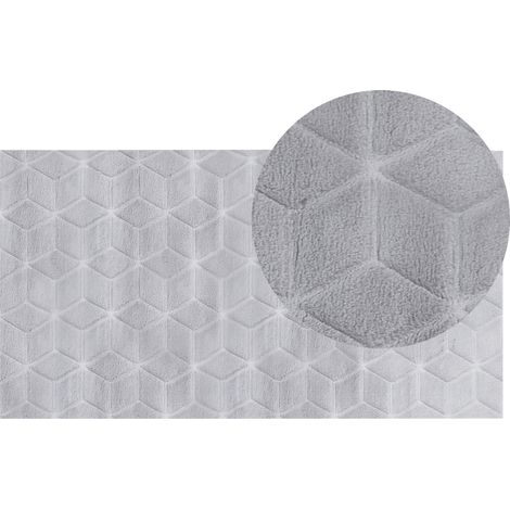 Alfombra gris 80 x 150 cm poliéster piel sintética de conejo pelo largo Thatta