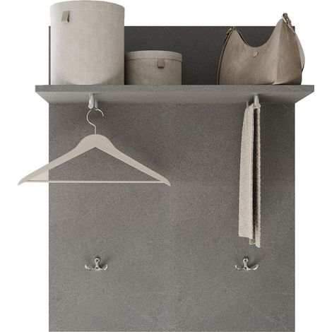 Mobile da Ingresso Dosolo, Installazione Sospesa, Materiale Struttura in Legno Nobilitato Made in Italy, Sfumatura Colore Struttura Cemento