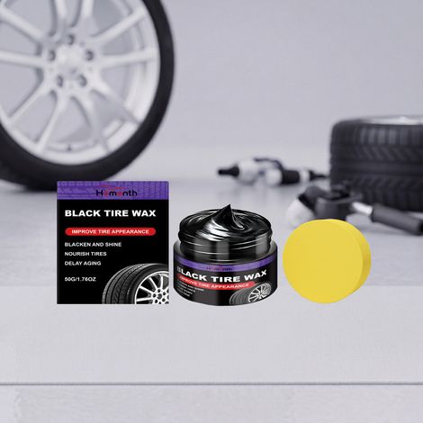 Black tire paste for convenient daily maintenance of car tires, polishing and brightening the surface -- 50g1 + sponge1 -- BIEMMEDUE (1/5)