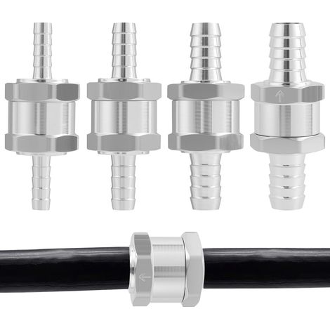 4 Pièces,Clapets Anti-Retour en Aluminium (6mm, 8mm, 10mm, 12mm) pour Systèmes de Carburant à Basse Pression, Compatible avec Essence, Diesel, Huiles et Eau -pour Auto et Carburateur (1/5)