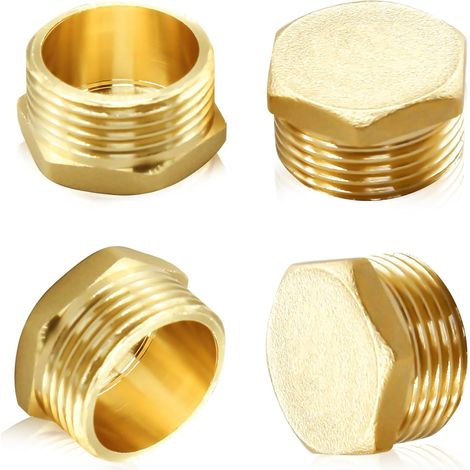 4PCS Bouchon de tuyau d'arrosage, bouchon de robinet de tuyau d'arrosage en laiton, bouchon d'extrémité tuyau de 3/4 pouces, bouchons et bouchons tuyau d'arrosage, robinet à filetage mâle (1/5)