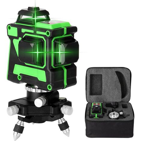 KZQ – Niveau laser 3D 12 lignes – Lumière verte – Portée 30m – Précision ±0,2mm/m – Étanche et résistant à la poussière – Inclus : support et étui (1/5)