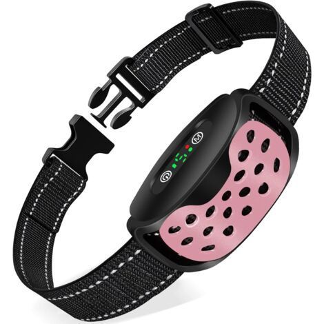Rose Collier Anti Aboiement Chiens, Collier Anti aboiement Rechargeable pour Chien, Collier de Vibration pour Chiens, Étanche IP67 pour Chiots et Chiens Adultes Efficace et Confortable (1/5)