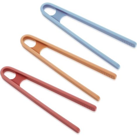 MTTProducts，Mini pinzas de cocina de silicona，Juego de 3，Rosa/Amarillo/Azul，Perfectas para picar (1/5)