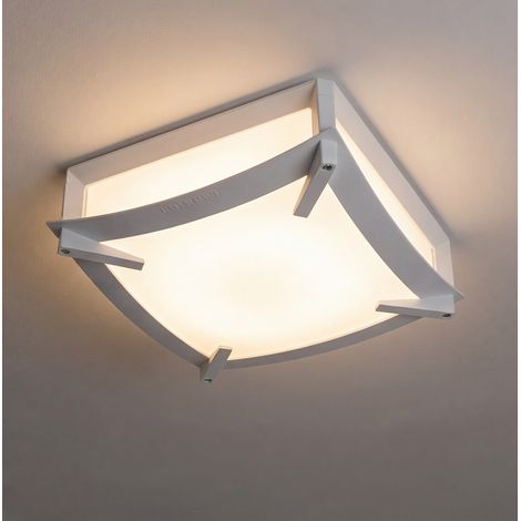 LedsC4 Mark - Plafoniera per Lampadina E27 da 120W. Diametro 30cm. Struttura in Alluminio. Uso Interno IP44. Colore Bianco