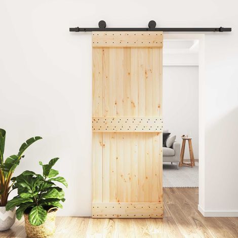 Teenpull – Schiebetür Natürlich und Schwarz 80 x 210 cm Massivkiefer (1/5)