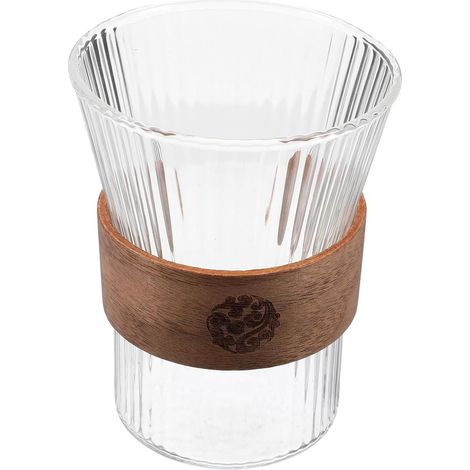 Porte-brosse à dents en verre avec bordure bois , 11 , 4 cm de hauteur , gobelet multifonctionnel po