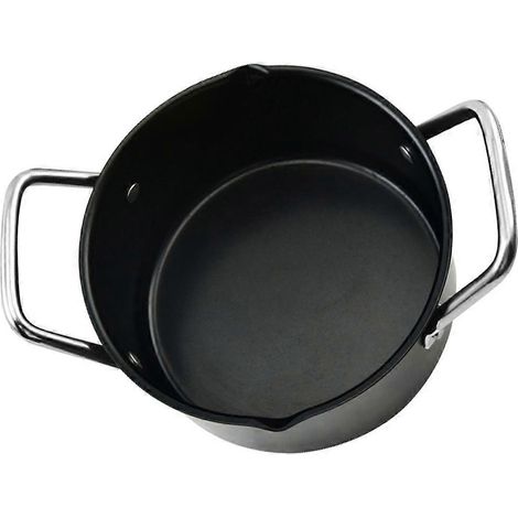 Marmite noire en acier au carbone pour la cuisine maison, lot de 2 casseroles antiadhésives (1/5)